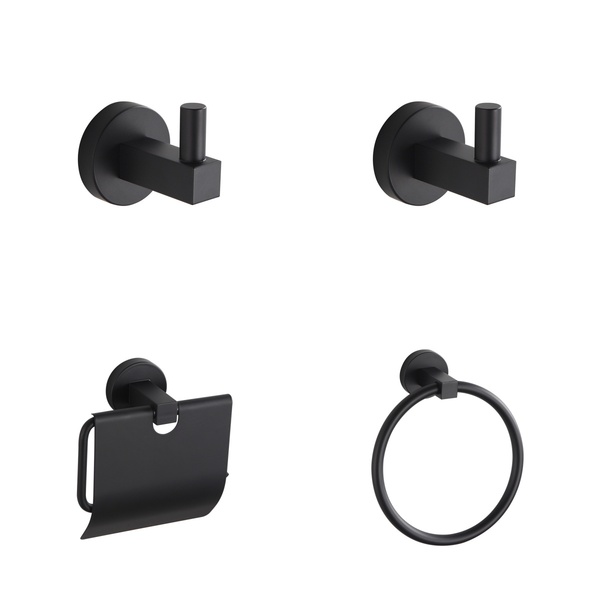 Kit De Acessórios 4 Peças Para Banheiro Preto Fosco