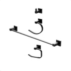 Kit De Acessórios 4 Peças Para Banheiro Quadrado Preto Fosco