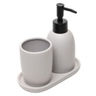 Kit de Acessórios de Bancada para Banheiro 3 Peças Cinza Lyor