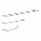 Kit De Acessórios Para Banheiro 3 Peças Metal Escovado Troia