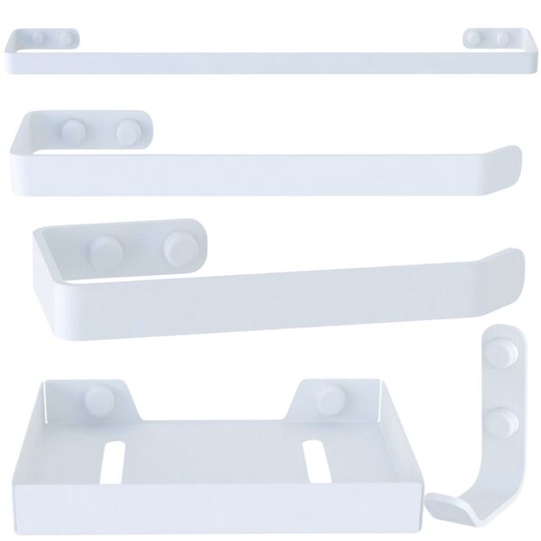 Kit De Acessórios Para Banheiro 5 Peças Branco Un.plus