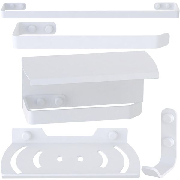 Kit De Acessórios Para Banheiro 5 Peças Branco Un.zmt