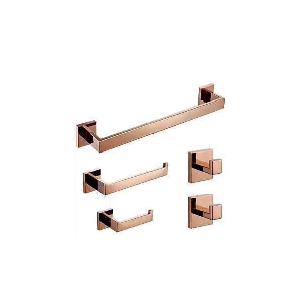 Kit De Acessórios Para Banheiro 5 Peças Inox 304 Rosé Gold -