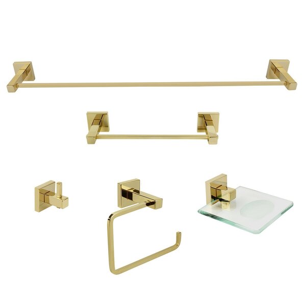 Kit De Acessórios Para Banheiro 5 Peças Inox Square Sq12108 D