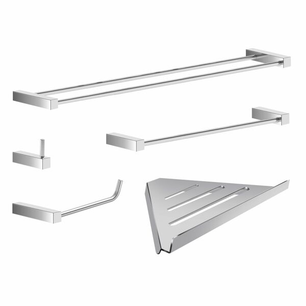 Kit De Acessórios Para Banheiro 5 Peças Metal Alto Brilho Tro