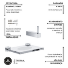 Kit De Acessórios Para Banheiro 5 Peças Prata Polido Troia