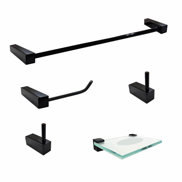 Kit De Acessórios Para Banheiro 5 Peças Preto Fosco Prátika 8