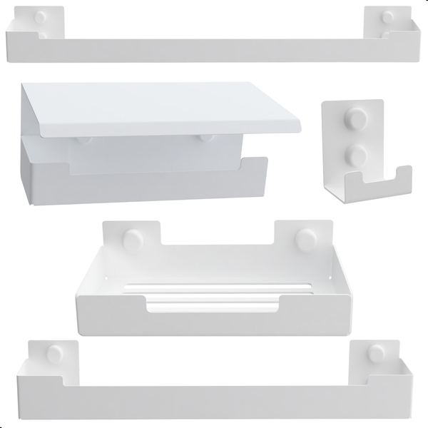 Kit De Acessórios Para Banheiro Branco 5 Peças Elg