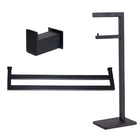 Kit De Acessórios Para Banheiro Com 3 Peças Em Aço Inox Preto