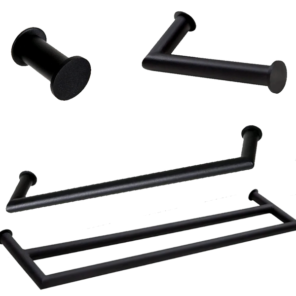 Kit De Acessórios Para Banheiro Com 4 Peças Em Aço Inox Black