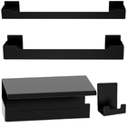 Kit De Acessórios Para Banheiro Com Adesivo 4 Pcs Preto Elg