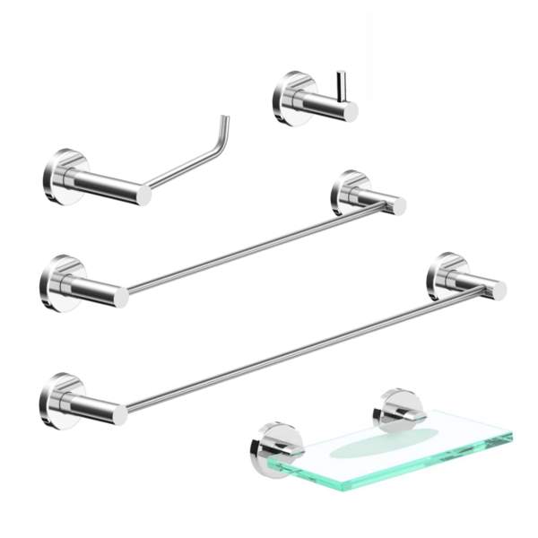 Kit De Acessórios Para Banheiro Cromado Polido 2080 Atenas