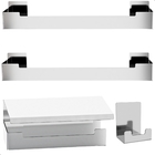 Kit De Acessórios Para Banheiro Inox Com Adesivo 4 Peças Elg