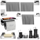 Kit De Acessórios Para Banheiro Inox Com Adesivo 6 Pcs Elg