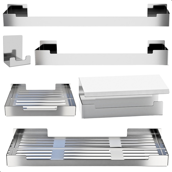 Kit De Acessórios Para Banheiro Inox Com Adesivo 6 Peças Elg