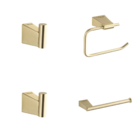 Kit de Acessórios Para Banheiro Lavabo 4 Peças Dourado Escova