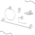 Kit De Acessórios Para Banheiro Lavello Branco 05 Peças -  He