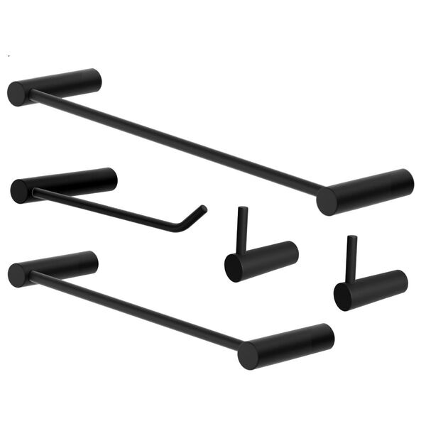 Kit de Acessórios para Banheiro Orion Metal Preto Fosco 5 Peç