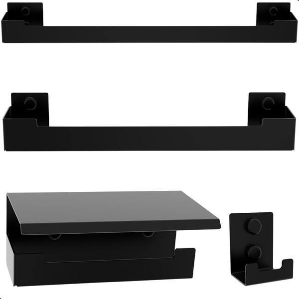 Kit De Acessórios Para Banheiro Preto Fosco 4 Peças Elg