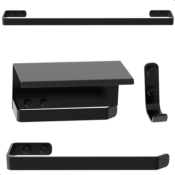 Kit De Acessórios Para Banheiro Preto Fosco 4 Peças Max