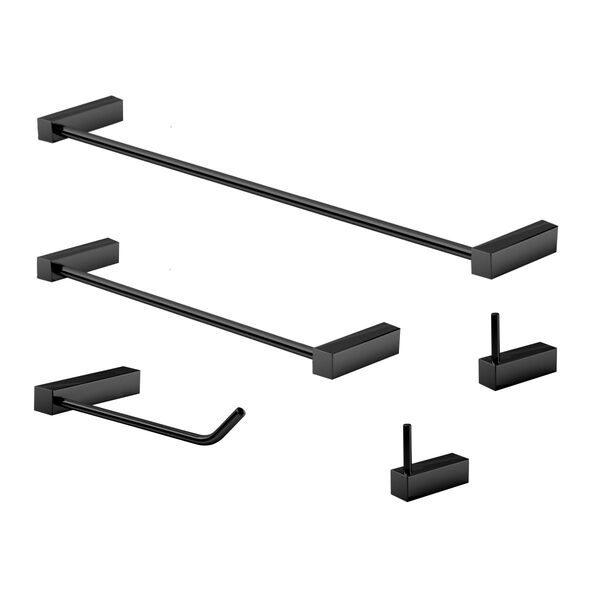 Kit de Acessórios para Banheiro Troia Metal Preto Fosco 5 Peç