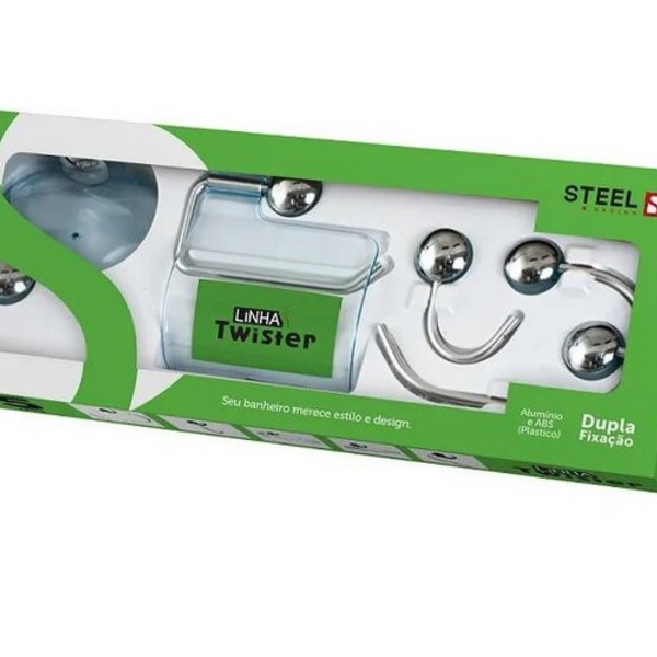 Kit De Acessórios Para Banheiro Twister 5 Peças Em Abs - Stee