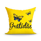 Kit De Almofada Amarela Gratidão Estampada 2 Unidades 45cm X