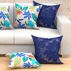 Kit De Almofada Azul Estampada 6 Unidades Cheias 60cm X 60cm