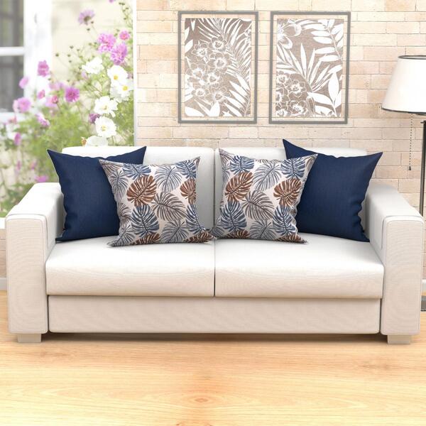 Kit De Almofada Azul Estampada Grande Para Sala Decorativa 60