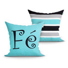 Kit De Almofada Azul Fé Estampada 2 Unidades 45cm X 45cm Teci