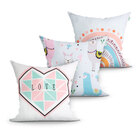 Kit De Almofada Decorativa 3 Unidades Branca Estampada 45cm X