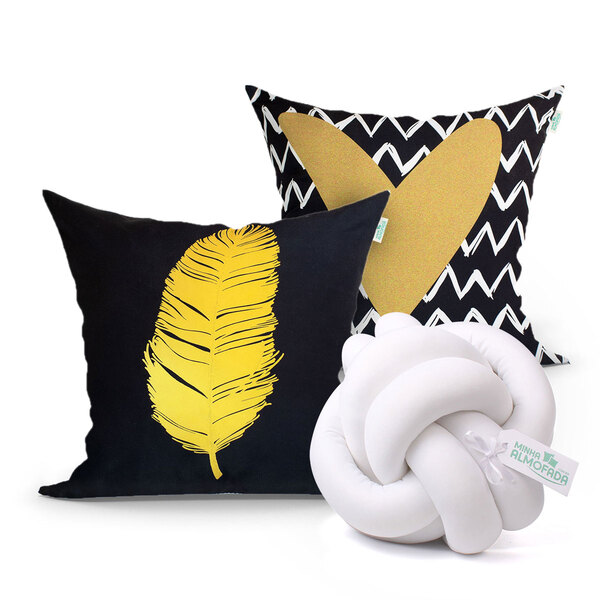 Kit De Almofada Decorativa Preta 2 Unidades 45cm X 45cm Com R