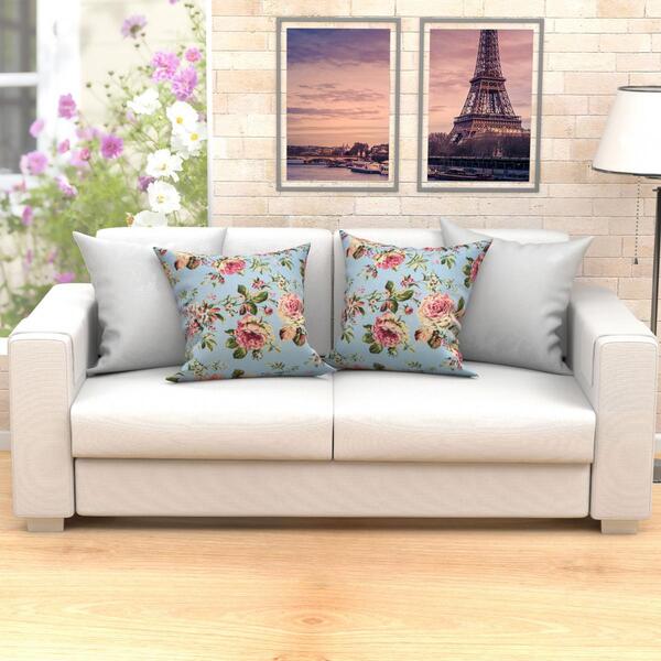 Kit De Almofada Grande Floral Decorativa 4 Unidades 60cm X 60