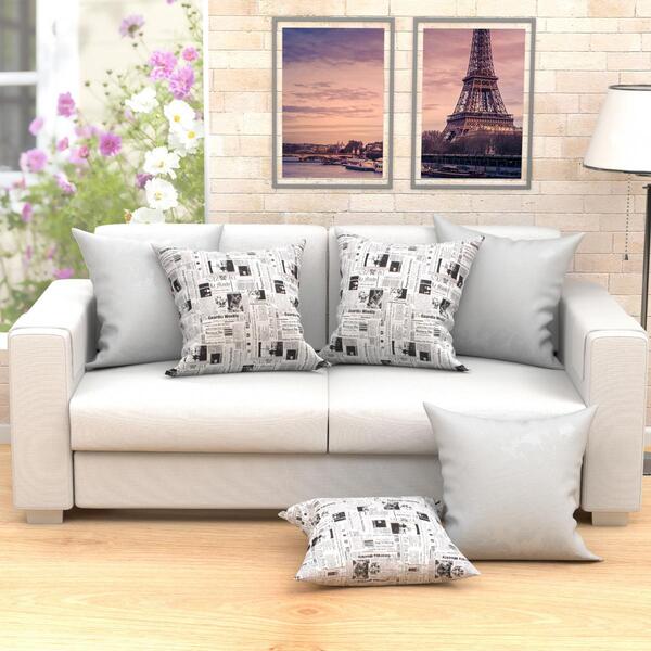 Kit De Almofada Jornal Estampada Grande 60cm X 60cm 6 Unidade