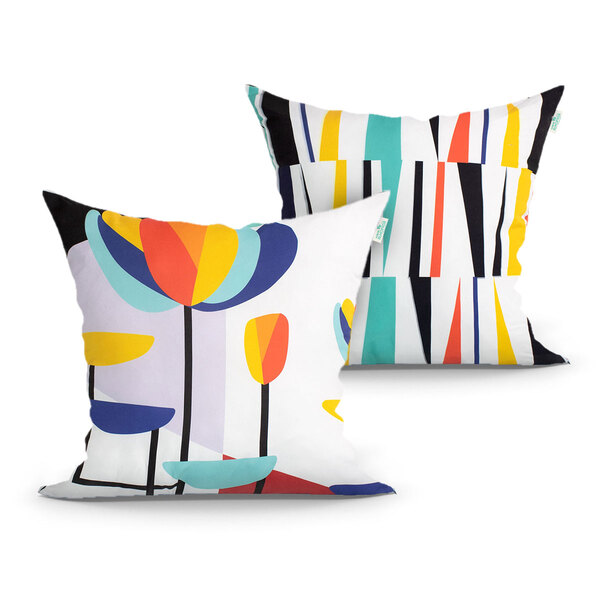 Kit De Almofada Para Sala Colorida Estampada 2 Unidades 45cm