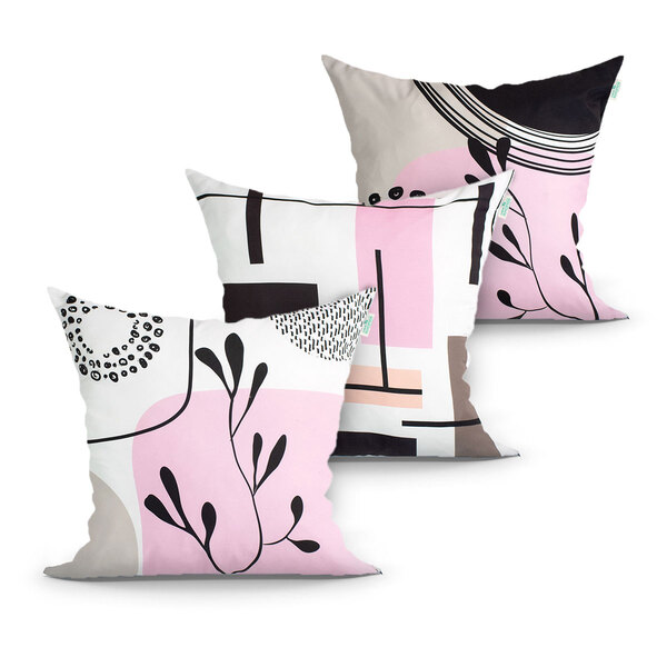 Kit De Almofada Para Sala Estampada 3 Unidades 45cm X 45cm Co