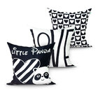 Kit De Almofada Preta E Branca 3 Unidades 45cm X 45cm Com Ref