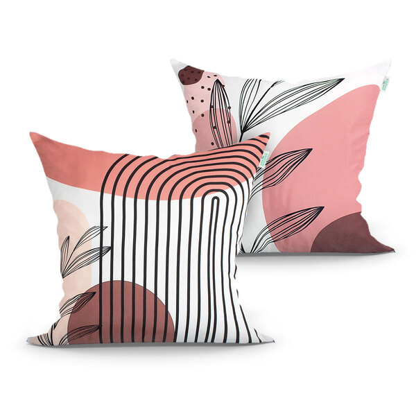 Kit De Almofada Rosê Estampada Decorativa 2 Unidades 45cm X 4