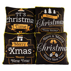 Kit De Almofadas Cheias Natalina New Year Preto 04 Peças