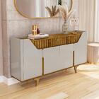 Kit De Aparador Danubio E Cristaleira Elba Pé Madeira Maciça