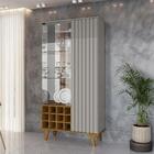 Kit De Aparador Danubio E Cristaleira Elba Pé Madeira Maciça