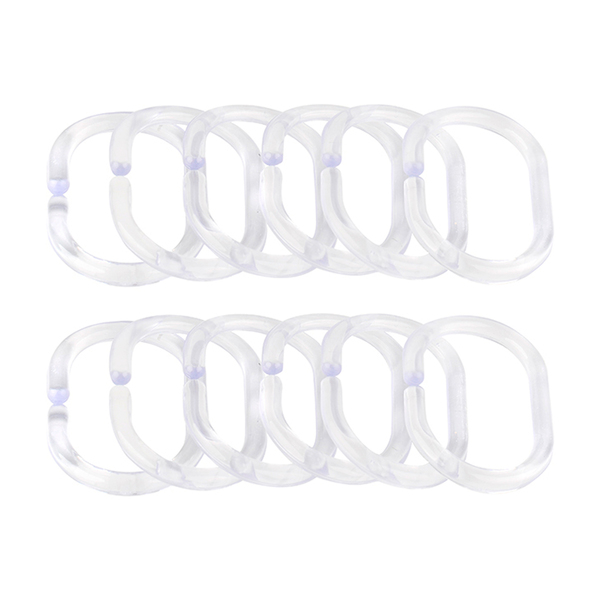 Kit de Argolas de Cortina para Banheiro Plástico Transparente Sensea