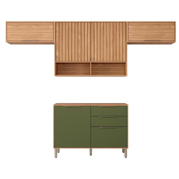 Kit De Armario Aereo E Balcão De 120 Cm E 2 Aereo De 80 Cm