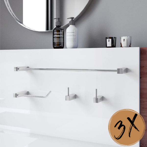 Kit De Banheiro Acessórios Metal Prátika 827pk3 Grego Metal