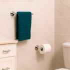 Kit de Banheiro Cromado 4 Peças Metal Inox Suporte Parede Ret