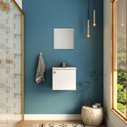 Kit De Banheiro Em Aço C/ Armário Espelho E Lavatório Branco