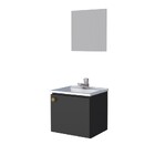 Kit De Banheiro Em Aço C/ Armário Espelho E Lavatório Preto 4