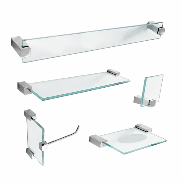 Kit De Banheiro Em Vidro Com Prateleira Classic 601cl Grego M