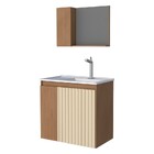 Kit De Banheiro Montado Em Madeira C/ Armário Espelho E Lavat