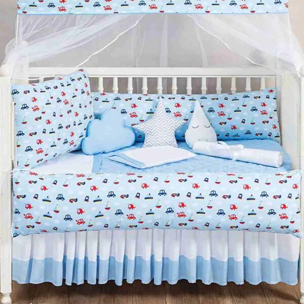 Kit De Berço Sublimado 8 Peças - Carrinhos